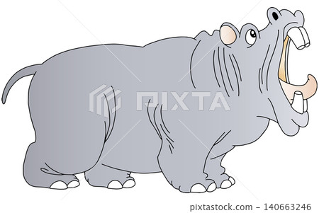 Hand-drawn animal illustration ☆ Hippo Hand-drawn animal illustration ☆ Hippo 140663246