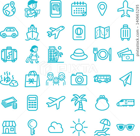 Travel Icons, Travel, Sightseeing, Summer, Leisure, Transportation, Simple, Line Drawing, Illustration, Design Material Set Travel Icons, Travel, Sightseeing, Summer, Leisure, Transportation, Simple, Line Drawing, Illustration, Design Material Set 140663295