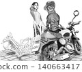 Illustration of a motorcycle and a person 140663417