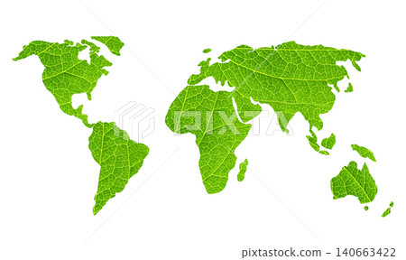Earth day. World map silhouette made of green leaves. Ecological resource, Eco-friendly, go green, Green Energy, environmental, responsible consumption, Ecology, zero waste concept. Isolated on white Earth day. World map silhouette made of green leaves. Ecological resource, Eco-friendly, go green, Green Energy, environmental, responsible consumption, Ecology, zero waste concept. Isolated on white 140663422