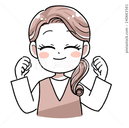Housewife, woman, victory pose, mouth closed Housewife, woman, victory pose, mouth closed 140663561
