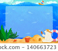 A polar bear playing in the sand on the beach 140663723