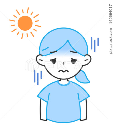 An illustration of a woman suffering from heatstroke and feeling lethargic; she looks tired and her face is pale. An illustration of a woman suffering from heatstroke and feeling lethargic; she looks tired and her face is pale. 140664017