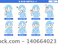 Illustration set of heatstroke/illness (female) 140664023