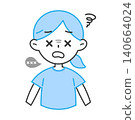 An illustration of a woman with impaired consciousness; her response is strange. 140664024