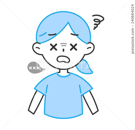 An illustration of a woman with impaired consciousness; her response is strange. An illustration of a woman with impaired consciousness; her response is strange. 140664024