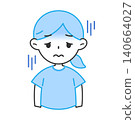 An illustration of a woman feeling lethargic; she looks tired and her face is pale. 140664027