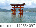 Miyajima Great Torii Gate in Spring 140664097