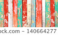 Texture of vintage wood board with cracked paint in various hues. Horizontal retro background with wooden plank with old paint of different color. Full pattern for banner or skinali with wood panels 140664277