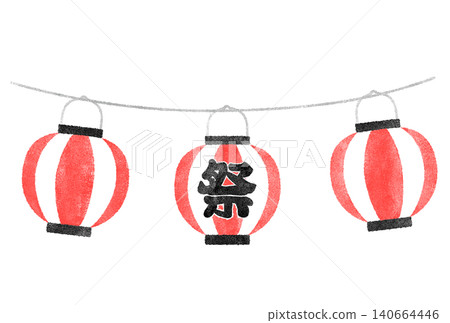 一幅紅色節日燈籠的水彩插畫 140664446