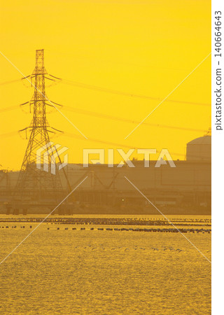 Coastal industrial estates with the evening sunlight Coastal industrial estates with the evening sunlight 140664643