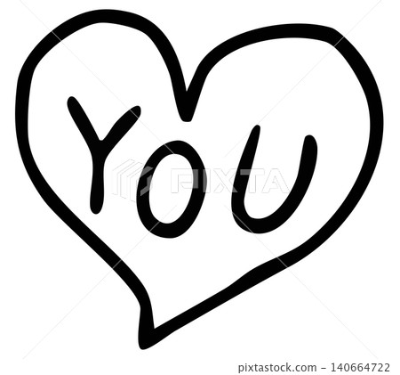 Hand drawn heart outline with YOU letters for sticker, tattoo, fabric print, decorations, clip art, love logo, icon, Valentine's Day, card, sign, symbol, February, pin, pimple patch, brooch Hand drawn heart outline with YOU letters for sticker, tattoo, fabric print, decorations, clip art, love logo, icon, Valentine's Day, card, sign, symbol, February, pin, pimple patch, brooch 140664722
