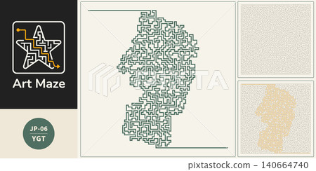 Line art graphic of a maze design inspired by the shape of Yamagata Prefecture. Line art graphic of a maze design inspired by the shape of Yamagata Prefecture. 140664740