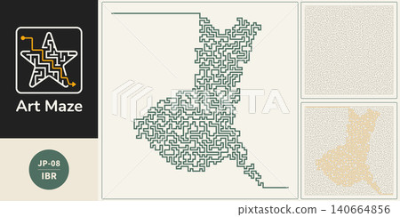 A maze-like line art design modeled after the shape of Ibaraki Prefecture. A maze-like line art design modeled after the shape of Ibaraki Prefecture. 140664856