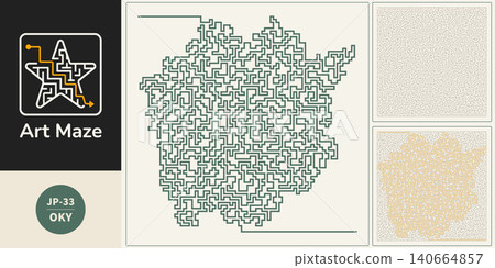 A maze-like geometric graphic design inspired by the shape of Okayama Prefecture. A maze-like geometric graphic design inspired by the shape of Okayama Prefecture. 140664857
