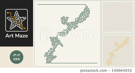 A minimalist maze-like graphic design background using the silhouette of Okinawa Prefecture. A minimalist maze-like graphic design background using the silhouette of Okinawa Prefecture. 140664858