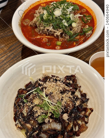 Spicy jjampong with seafood and noodles, savory jajangmyeon with rich black bean sauce, and crispy tangsuyuk in sweet and sour glaze. A perfect trio of bold flavors and satisfying textures. 140664940
