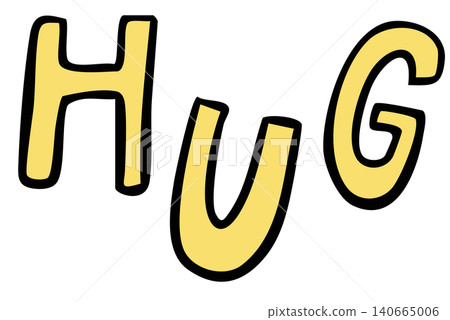 Hand written HUG letters in yellow colour for Valentine's Day, sticker, merchandise, fabric, decoration, love icon, wedding card, campaign badge, sign, symbol, women empowerment, girl power, pin Hand written HUG letters in yellow colour for Valentine's Day, sticker, merchandise, fabric, decoration, love icon, wedding card, campaign badge, sign, symbol, women empowerment, girl power, pin 140665006
