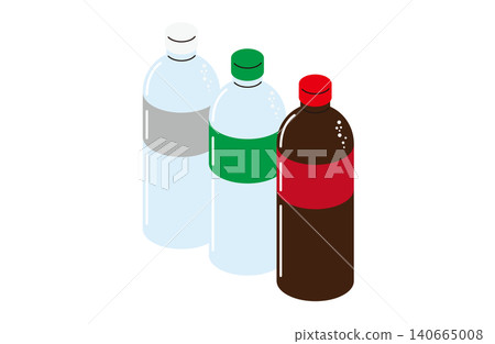 Three plastic bottles of carbonated beverage (no outline) Three plastic bottles of carbonated beverage (no outline) 140665008
