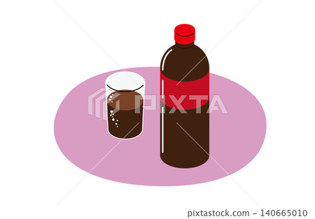 一瓶塑膠可樂和一個玻璃杯(沒有輪廓) 一瓶塑膠可樂和一個玻璃杯(沒有輪廓) 140665010