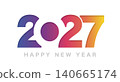 New Year's greeting card material: Illustration of a logo celebrating 2027 140665174