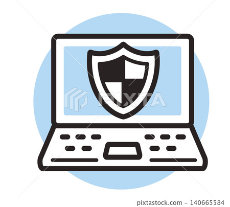 Network security icon. A computer and a shield. 140665584