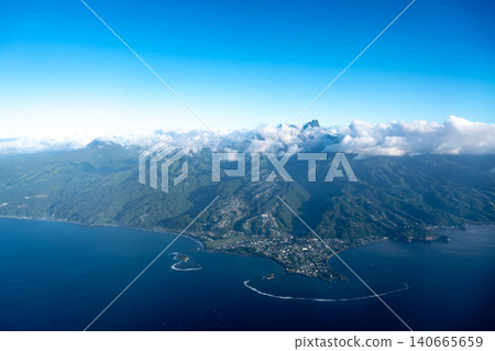 Aerial view of Tahiti Island and Papeete, French Polynesia Aerial view of Tahiti Island and Papeete, French Polynesia 140665659