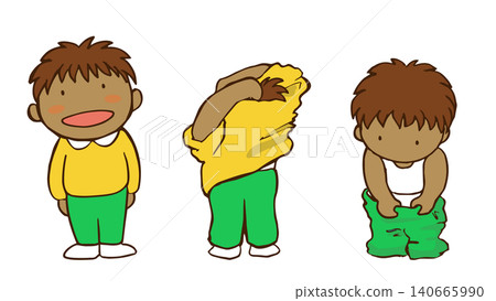 Children taking off and putting on clothes 140665990