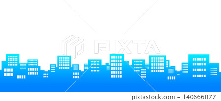 A simple illustration of towering buildings, with a refreshing blue gradient. 140666077