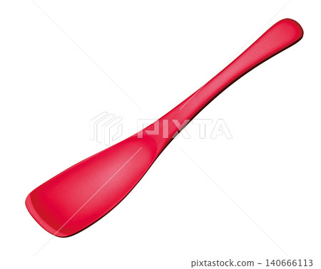 Red metal spatula for ice cream - cutout on a white background Red metal spatula for ice cream - cutout on a white background 140666113
