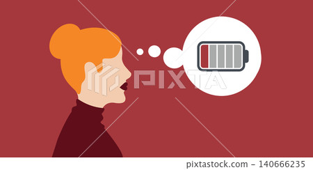 depressed woman with empty battery burnout concept vector illustration depressed woman with empty battery burnout concept vector illustration 140666235