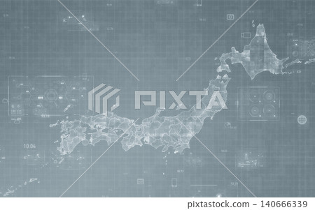 日本與數位科技的概念背景資料：電腦圖形、數位體驗、人工智慧、通訊網絡 140666339