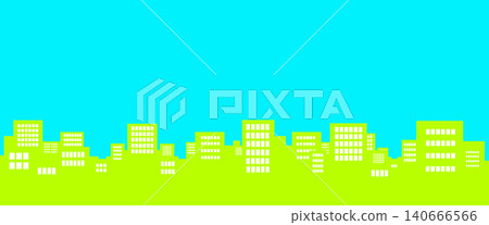 一幅色彩冷調的簡單建築群插畫。 一幅色彩冷調的簡單建築群插畫。 140666566
