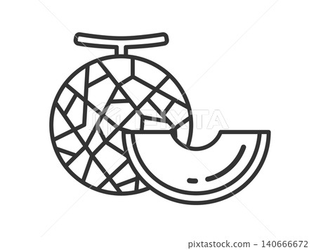 哈密瓜的插圖(線條描) 哈密瓜的插圖(線條描) 140666672