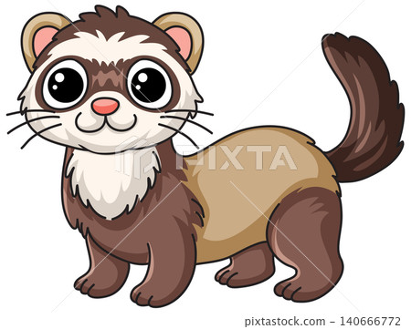 Cute Cartoon Ferret Vector Illustration Isolated on White Background 140666772