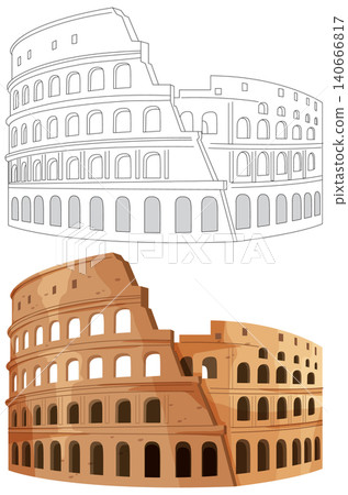 Detailed Architectural Vector Illustration of the Roman Colosseum in Italy Detailed Architectural Vector Illustration of the Roman Colosseum in Italy 140666817