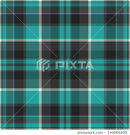 Amazing vector seamless fabric, contemporary pattern background check. Aged plaid texture tartan textile in grey and teal colors. 140666899