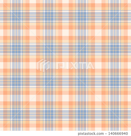 Seasonal pattern check vector, pyjamas background tartan textile. Punk texture plaid fabric seamless in pastel and orange colors. 140666940