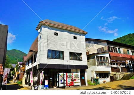 Streetscape of Shikotsu Lake hot spring resort town Streetscape of Shikotsu Lake hot spring resort town 140667092