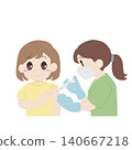 A nurse giving an injection to a female patient in a hand-drawn style. 140667218