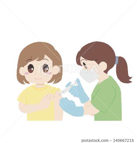手繪風格的護士正在為女病人注射。 手繪風格的護士正在為女病人注射。 140667218