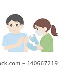 A nurse giving an injection to a male patient (hand-drawn style) 140667219