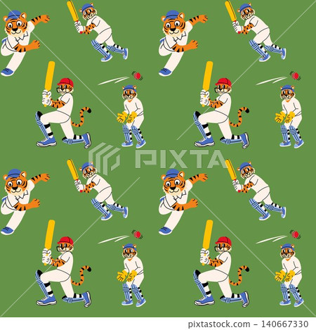 Animal Cricket Mascot Seamless Sports Pattern Animal Cricket Mascot Seamless Sports Pattern 140667330
