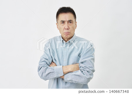 Senior man, angry, white background Senior man, angry, white background 140667348