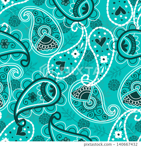 Pink seamless floral paisley pattern ,Traditional seamless paisley pattern. Indian floral ornament.Vector seamless paisley floral pattern ,Vintage floral background. 140667432