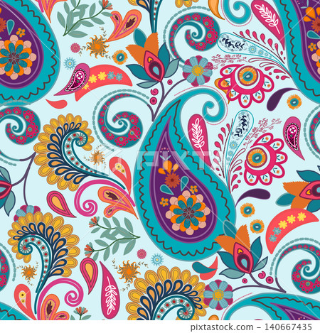 Pink seamless floral paisley pattern ,Traditional seamless paisley pattern. Indian floral ornament.Vector seamless paisley floral pattern ,Vintage floral background. Pink seamless floral paisley pattern ,Traditional seamless paisley pattern. Indian floral ornament.Vector seamless paisley floral pattern ,Vintage floral background. 140667435