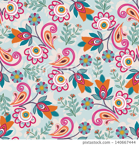 Pink seamless floral paisley pattern ,Traditional seamless paisley pattern. Indian floral ornament.Vector seamless paisley floral pattern ,Vintage floral background. Pink seamless floral paisley pattern ,Traditional seamless paisley pattern. Indian floral ornament.Vector seamless paisley floral pattern ,Vintage floral background. 140667444