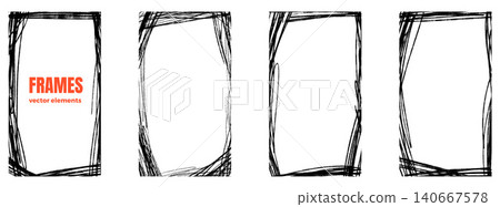 Scratch frame with text box rectangle and charcoal boarders on retro edge. Grunge scratch frames and rough doodle overlay for photo border. Vector hand drawn kid vignette cadre pack isolated for promo Scratch frame with text box rectangle and charcoal boarders on retro edge. Grunge scratch frames and rough doodle overlay for photo border. Vector hand drawn kid vignette cadre pack isolated for promo 140667578
