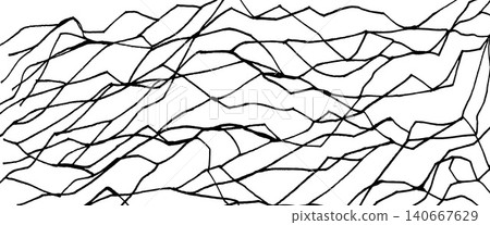 Kintsugi black and white hand drawn background. Marble surface with delicate lines in traditional repair art. Crackle pattern with abstract texture for luxury design applications. Vector bg 140667629