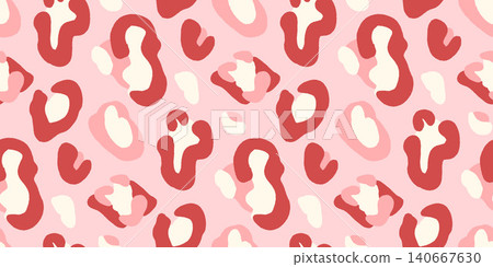 Leopard spot seamless coquette pattern in pink monochrome print. Bold spot and rosette as girly leopard vector red background. Trendy animal print with organic blob in y2k for fashion surface design Leopard spot seamless coquette pattern in pink monochrome print. Bold spot and rosette as girly leopard vector red background. Trendy animal print with organic blob in y2k for fashion surface design 140667630